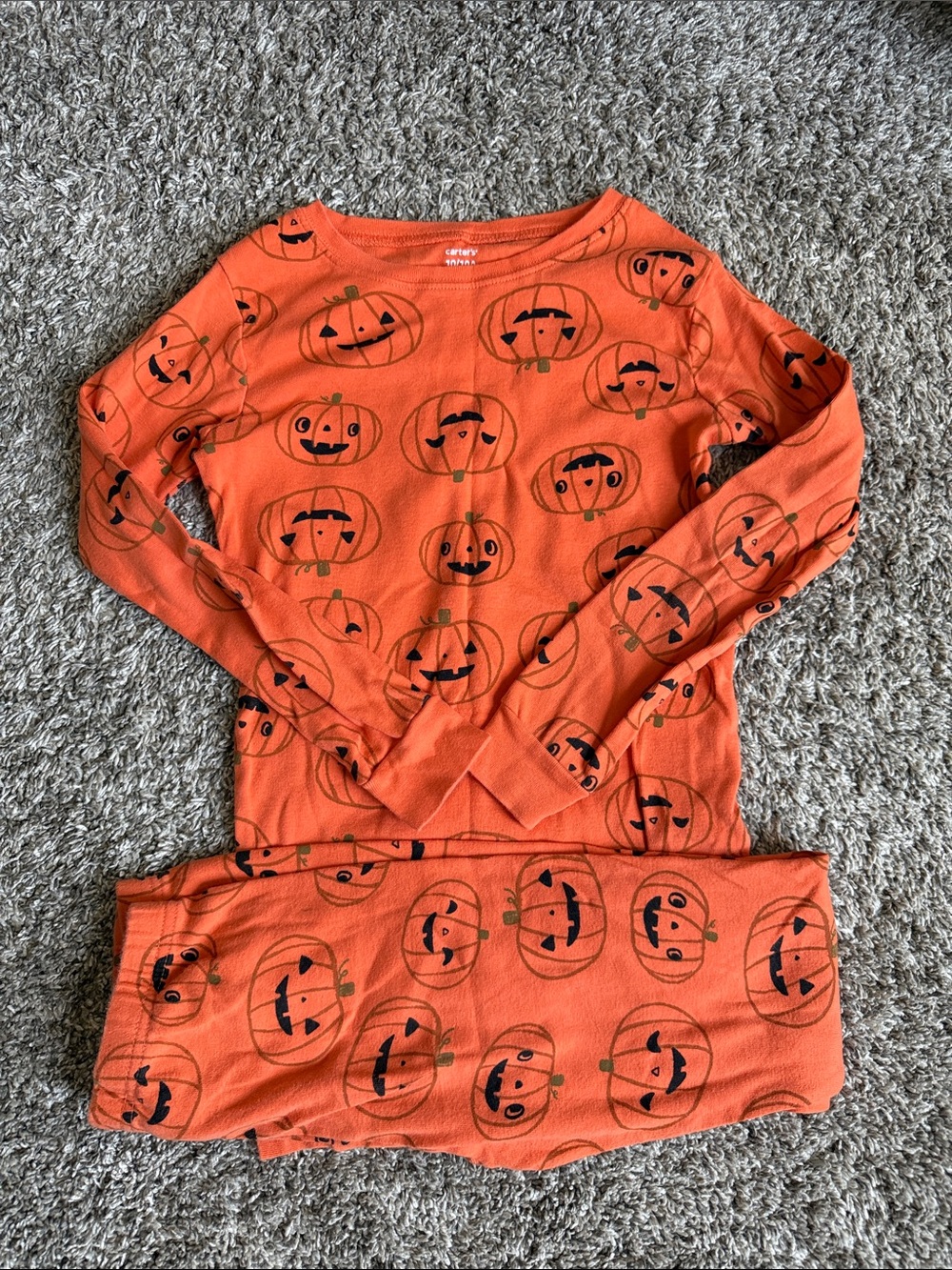 Carter's Orange Pumpkin Print Kids Pajama Set